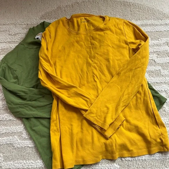 Talbots cotton long sleeve Yellow and Green Long Sleeve Shirts - Picture 2 of 6